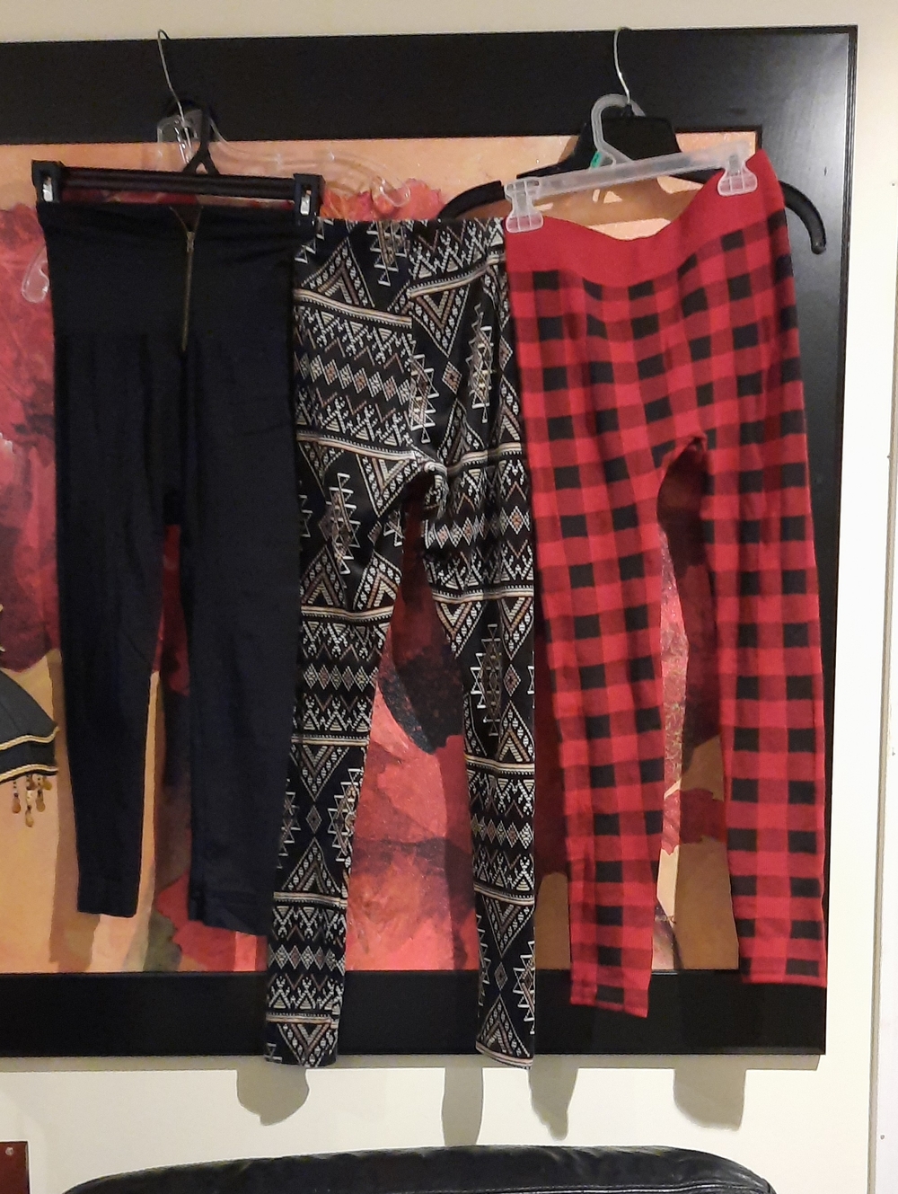 Set of 3 Women's Leggings - Black, Black & White Aztec, Red Buffalo Plaid SALE!!
